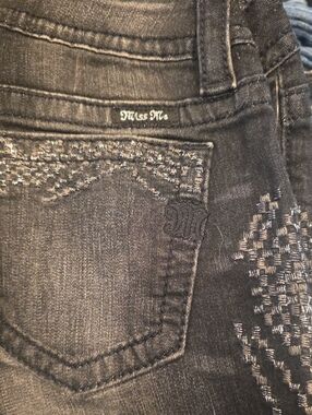 Miss Me Black Skinny Jeans with Tone-on-Tone Embroidery